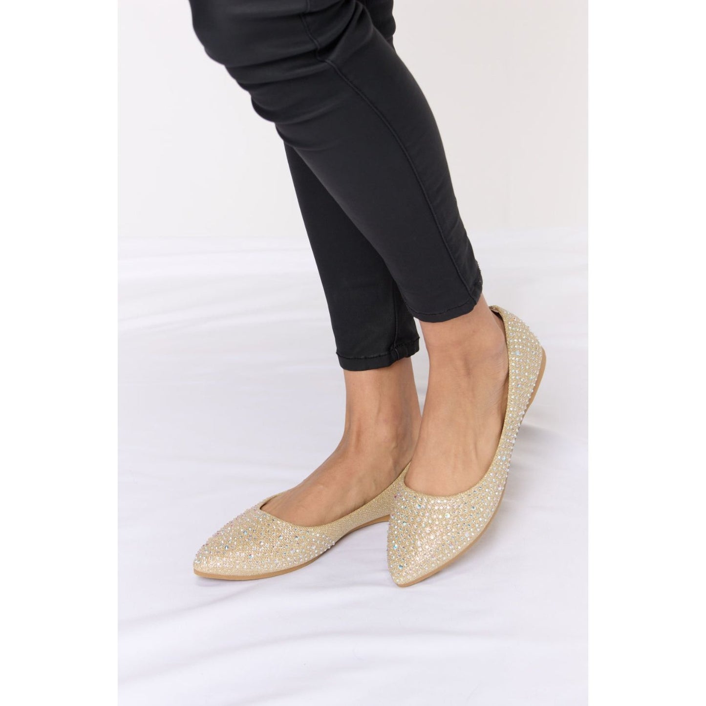 Forever Link Rhinestone Point Toe Flat Slip-Ons