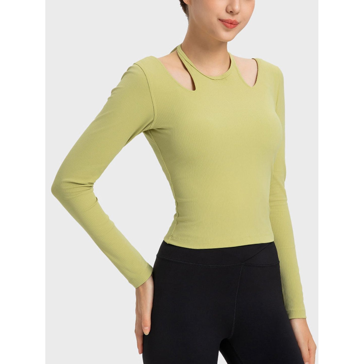 Halter Neck Long Sleeve Sporty Top