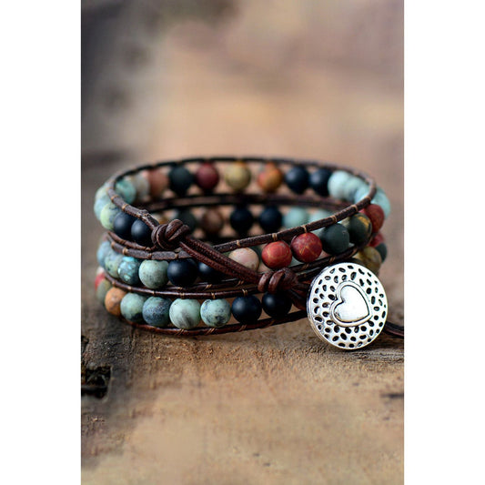 Handmade Triple Layer Beaded Agate Bracelet