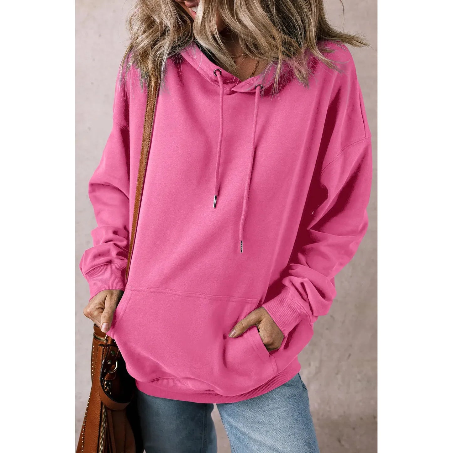 Drawstring Dropped Shoulder Long Sleeve Hoodie