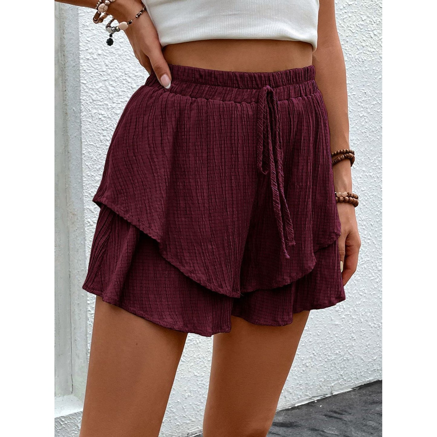 Perfee Tied Layered High Waist Shorts