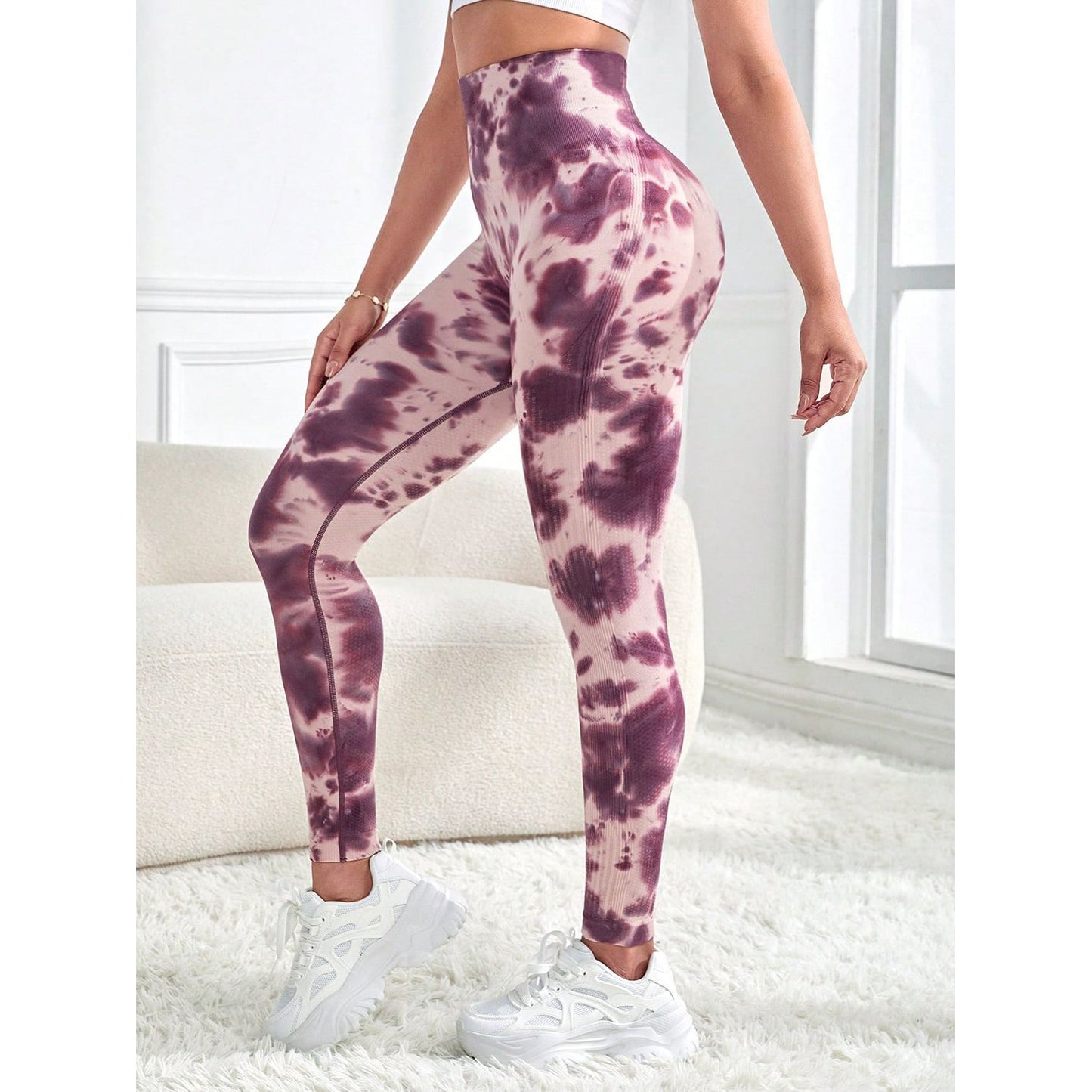 Tie-Dye Wide Waistband Active Leggings