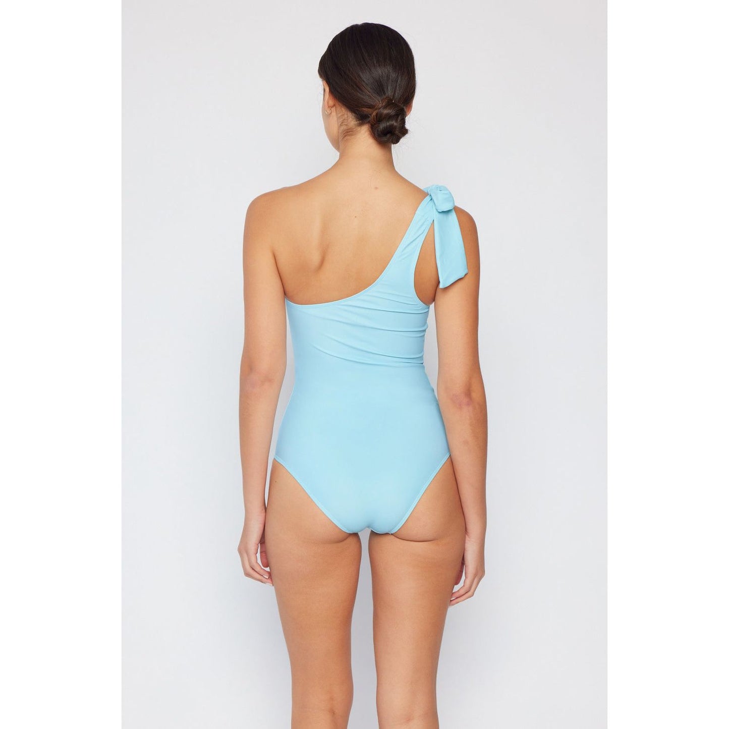 Marina West Swim Vacay Mode One Shoulder Swimsuit in Pastel Blue