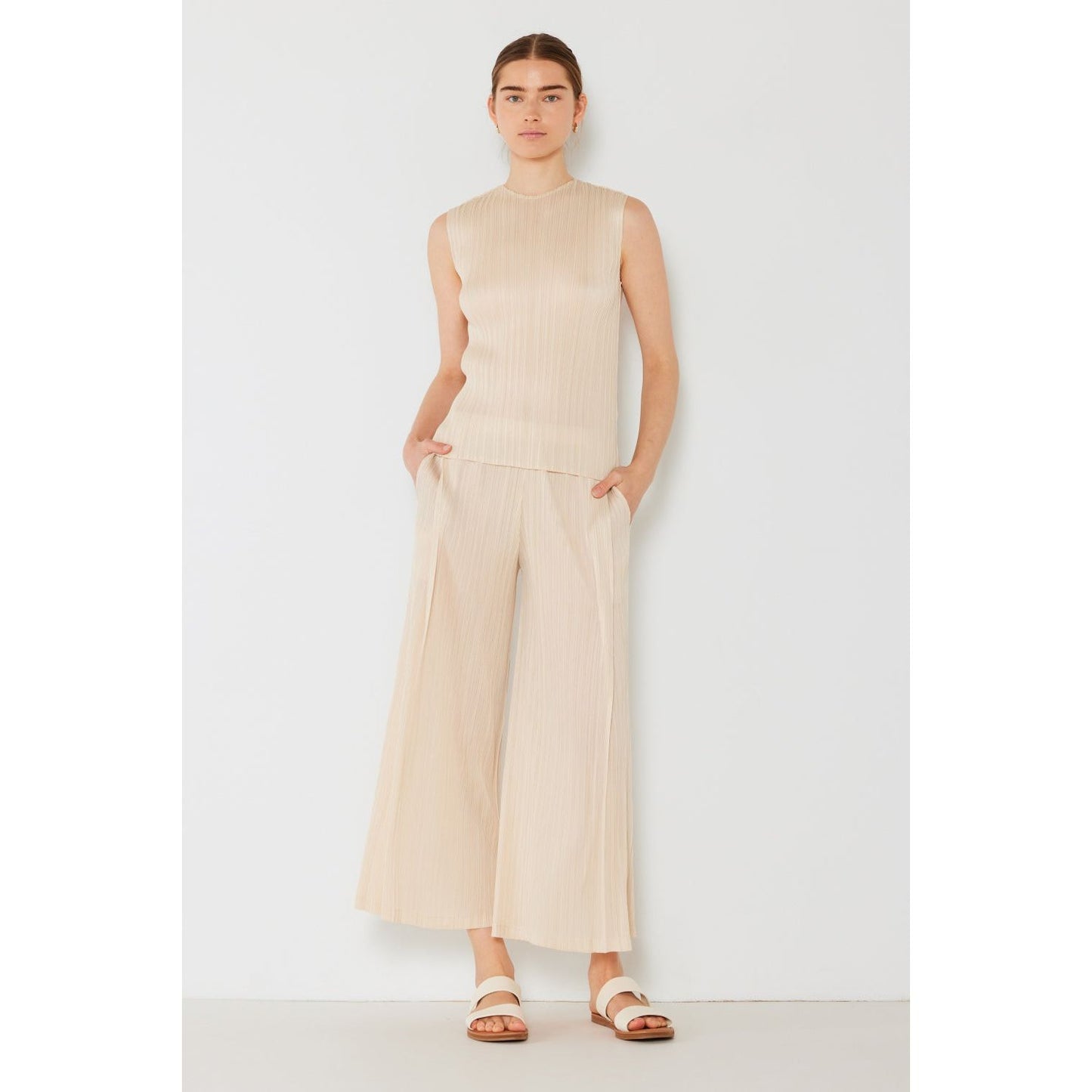 Marina West Swim Pleated Wide-Leg Pants with Side Pleat Detail