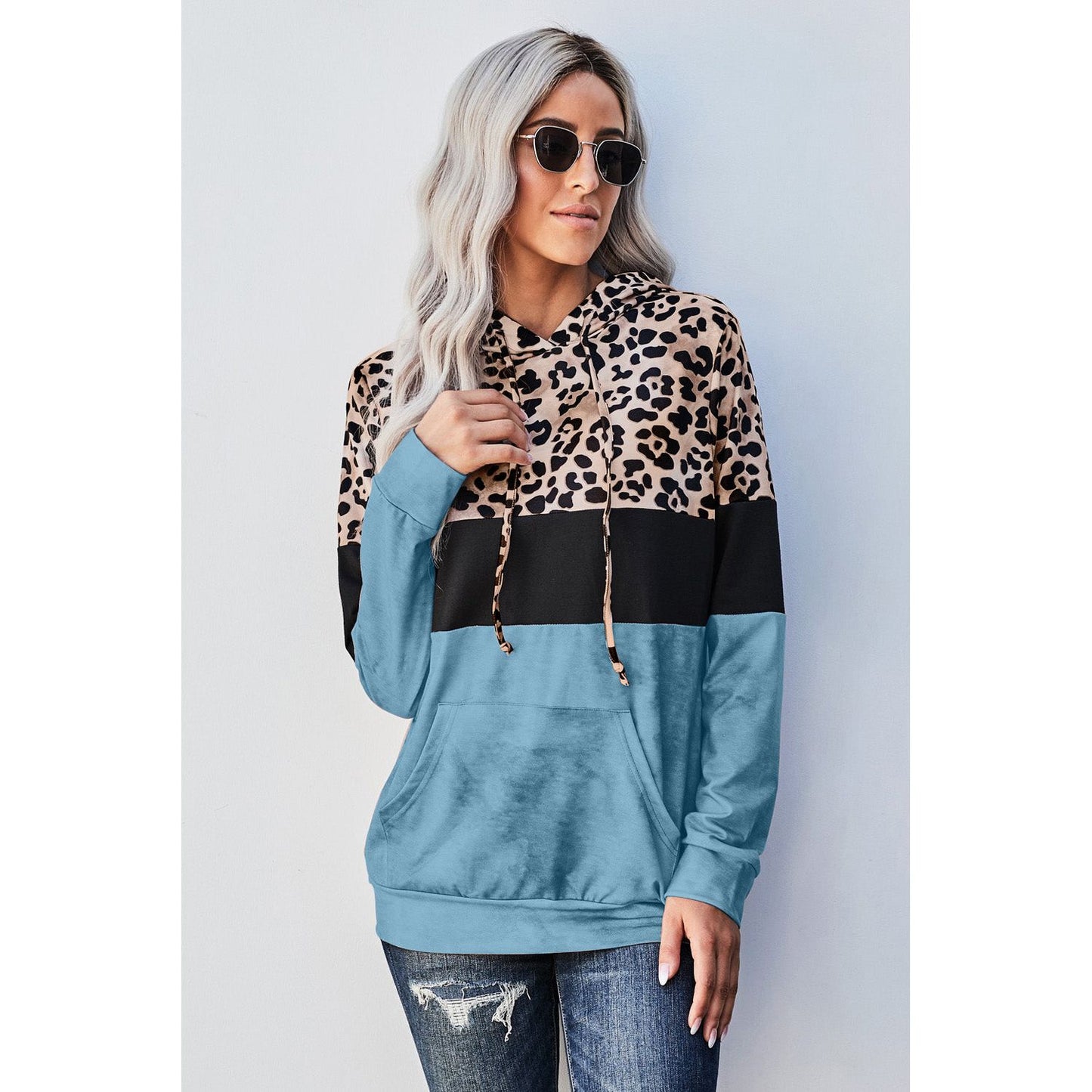 Leopard Color Block Hoodie