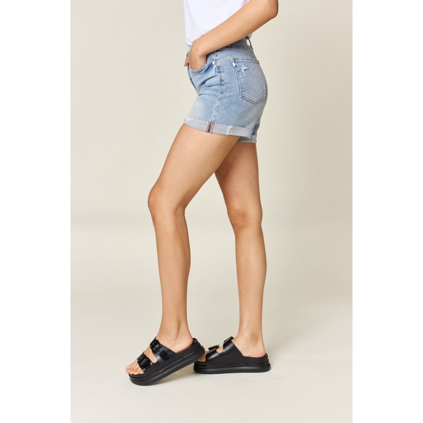 Judy Blue Full Size High Waist Rolled Denim Shorts