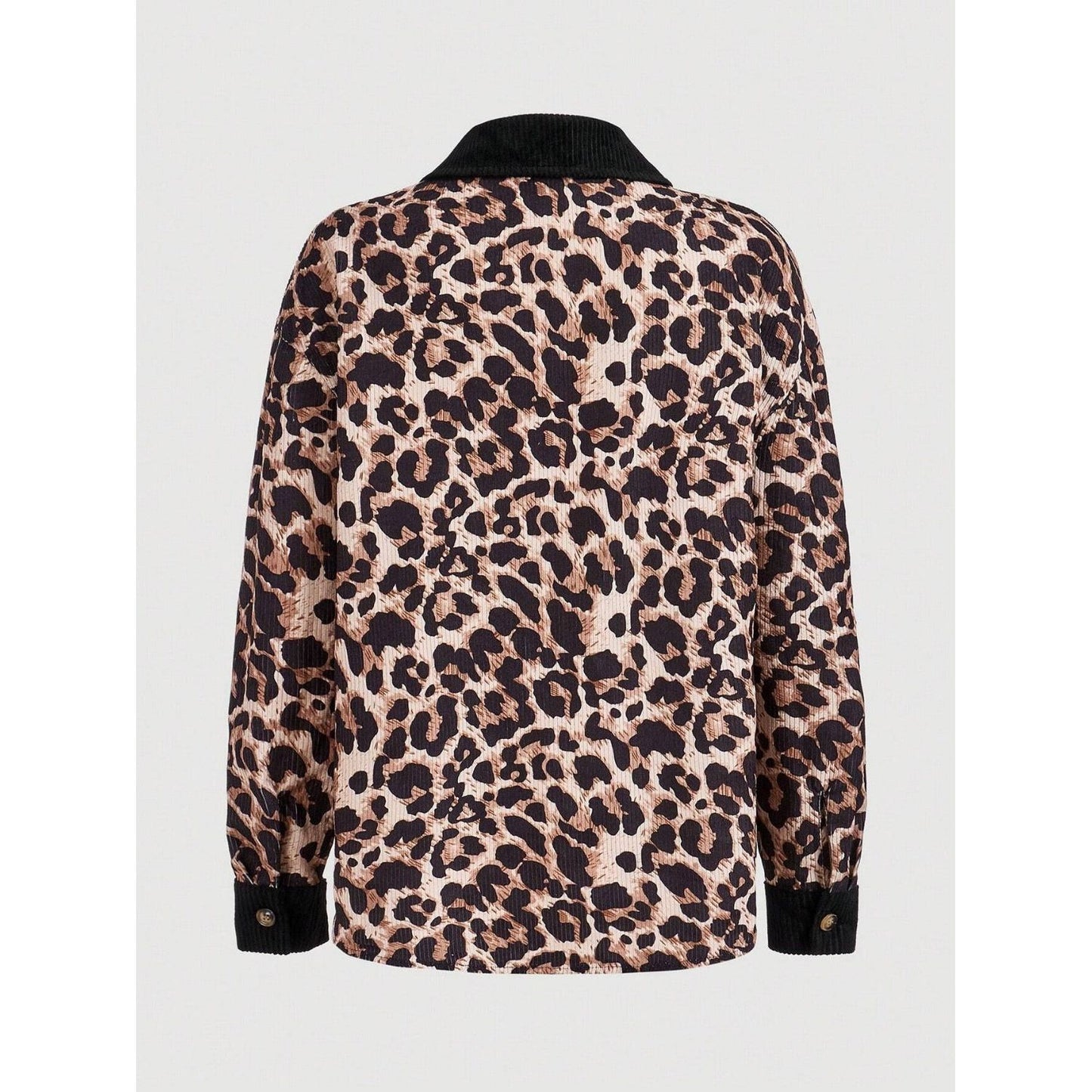 Leopard Collared Neck Button Up Shacket