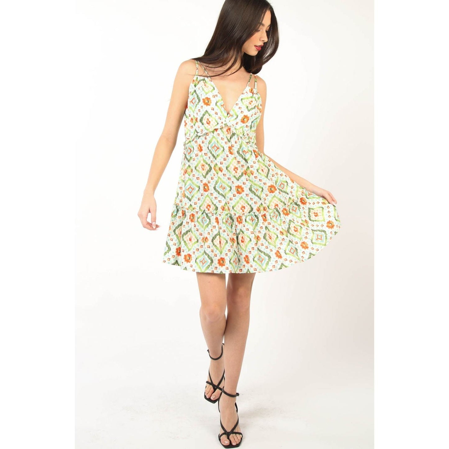 VERY J Floral Back Smocked Ruffled Mini Dress