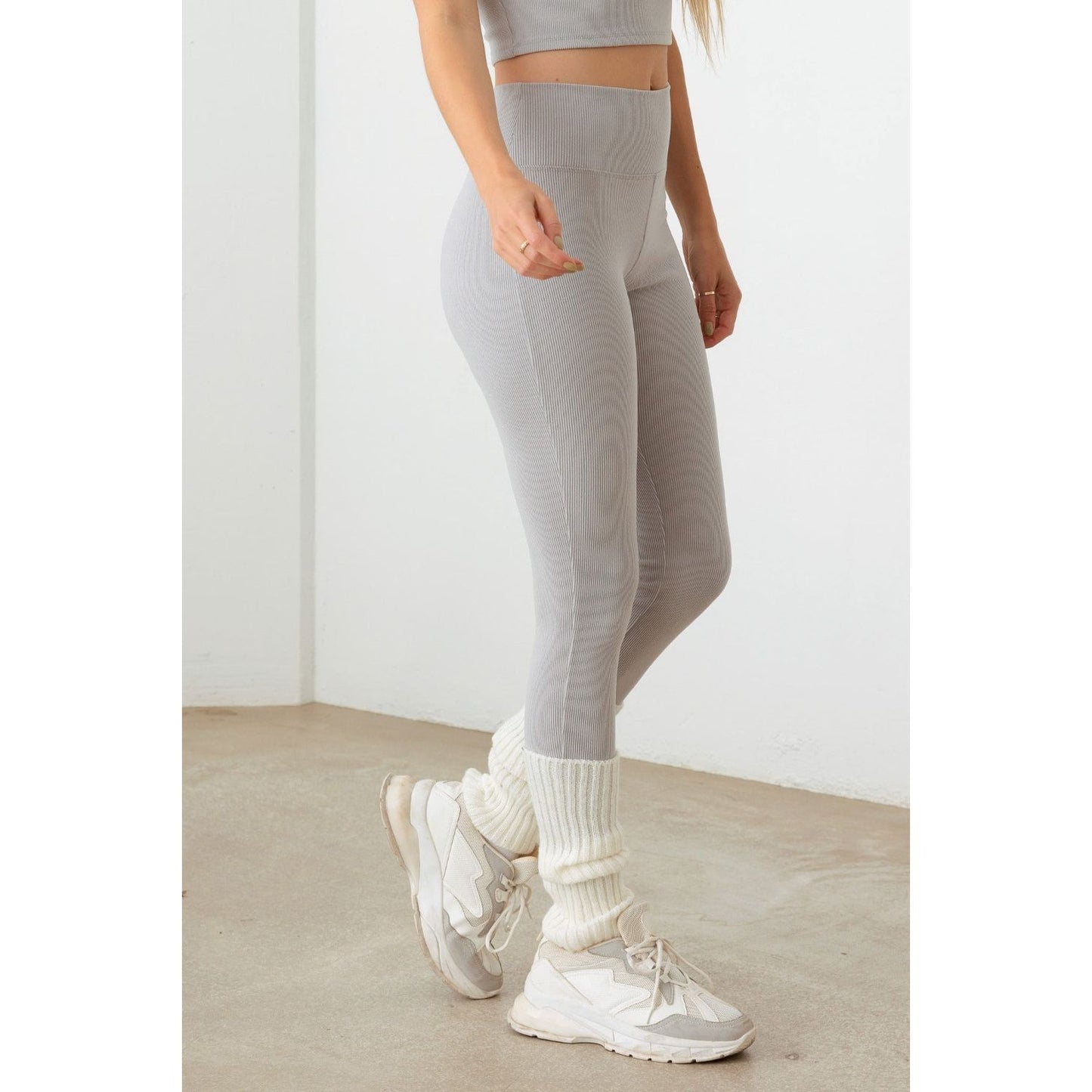 Le Lis Ribbed Crop Cami and High Waist Brushed Leggings Set