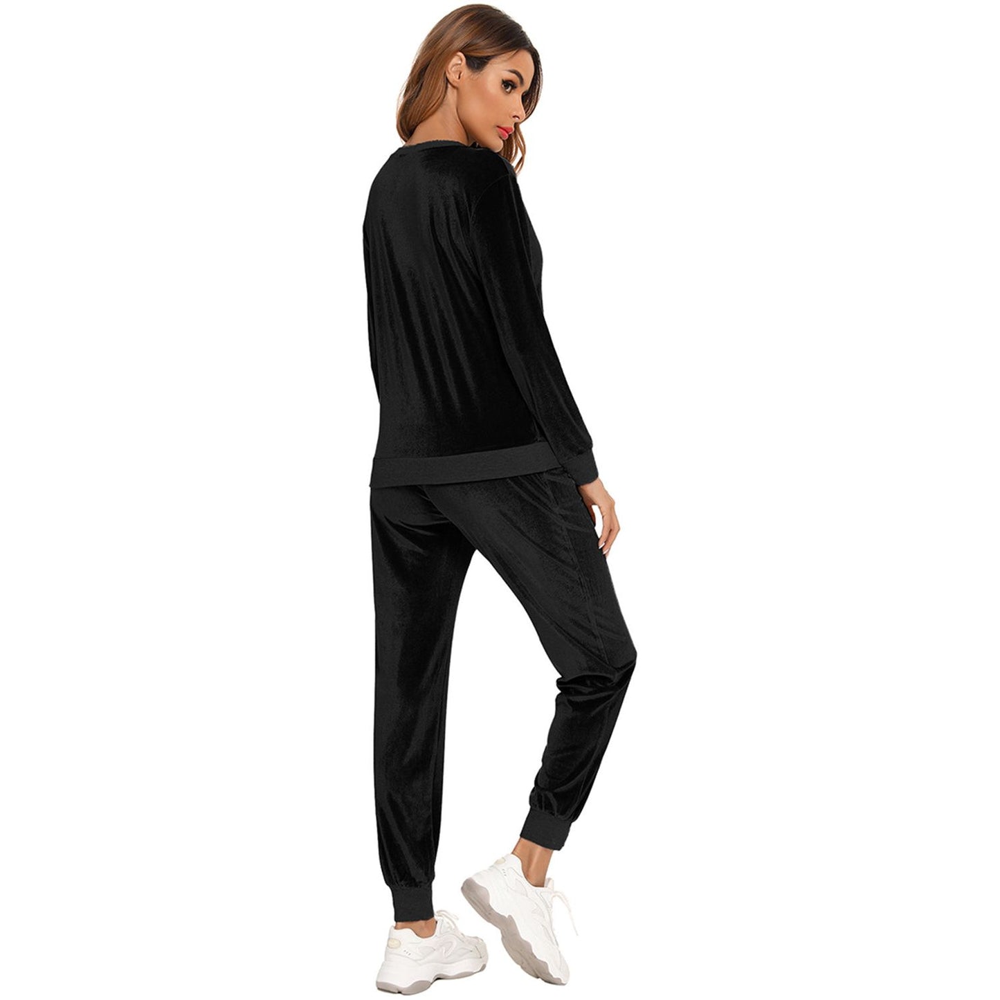 Round Neck Long Sleeve Loungewear Set with Pockets