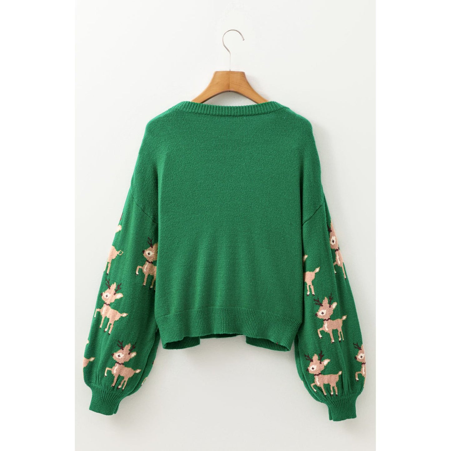 Reindeer Round Neck Drop Shoulder Sweater