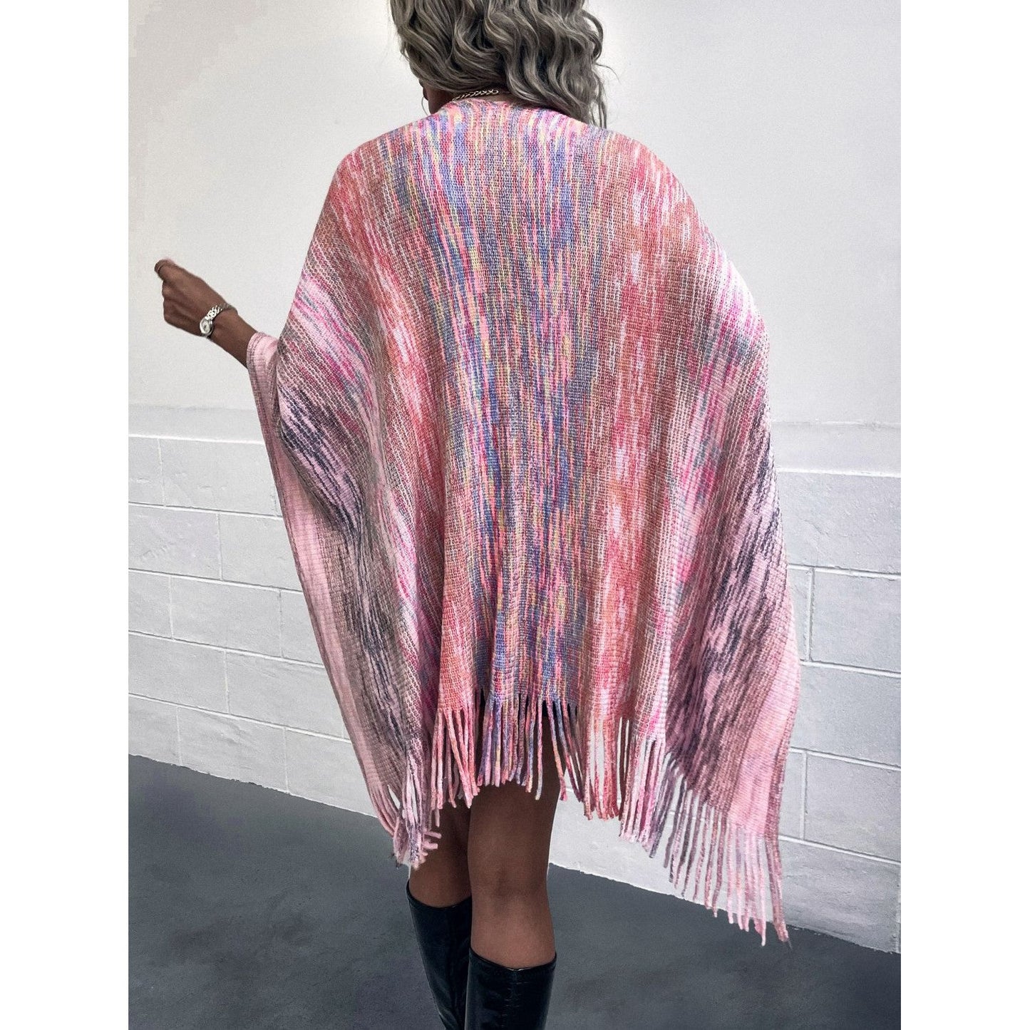 Heathered Fringe Hem Poncho