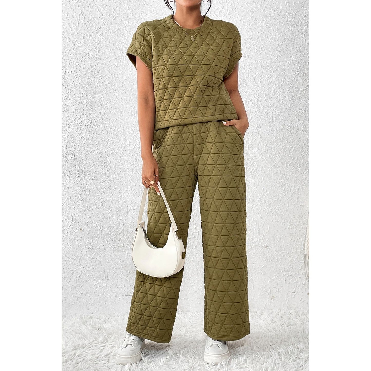 Short Sleeve Top and Pocketed Pants Lounge Set