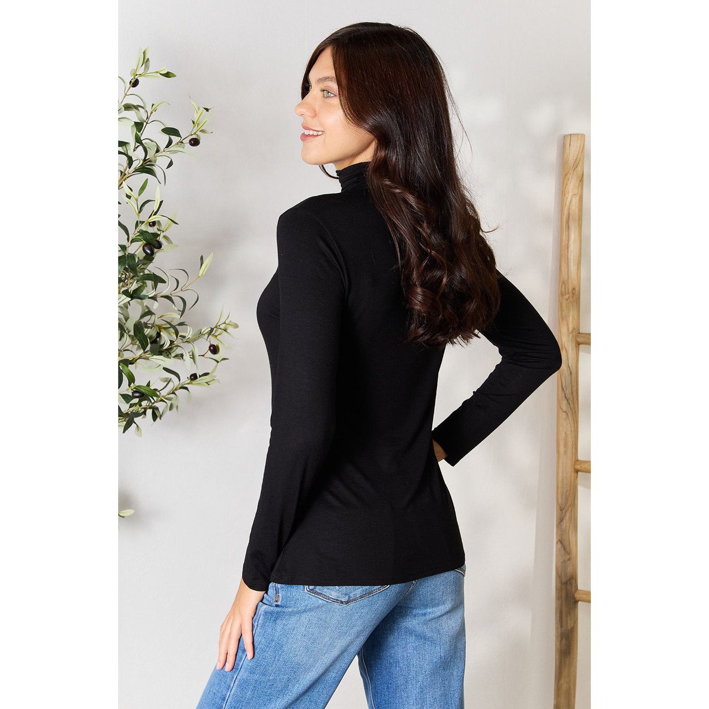 BOMBOM Turtleneck Long Sleeve Blouse