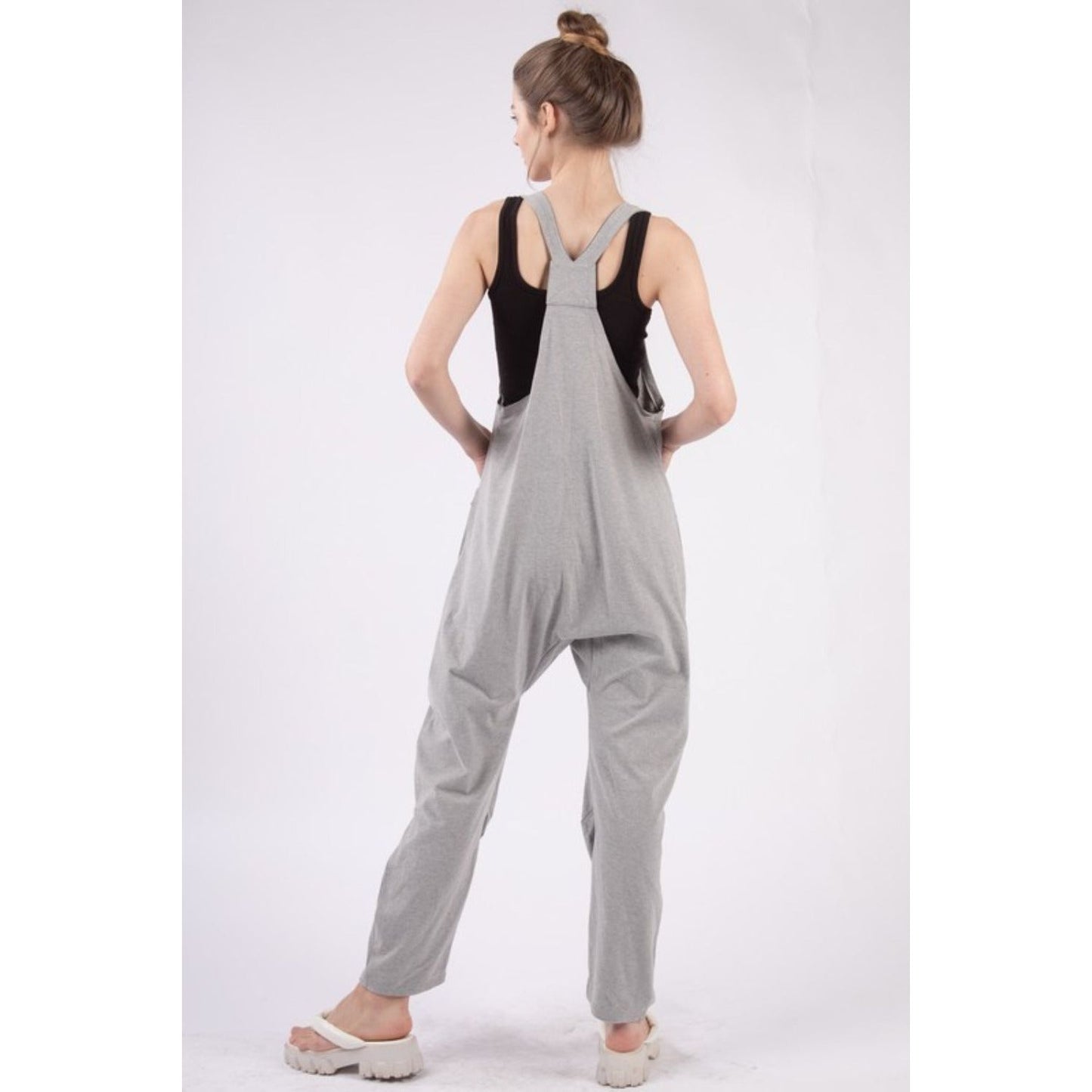 VERY J  Plunge Sleeveless Jumpsuit with Pockets