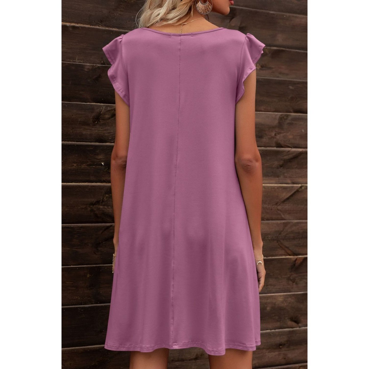 Butterfly Sleeve Round Neck Dress