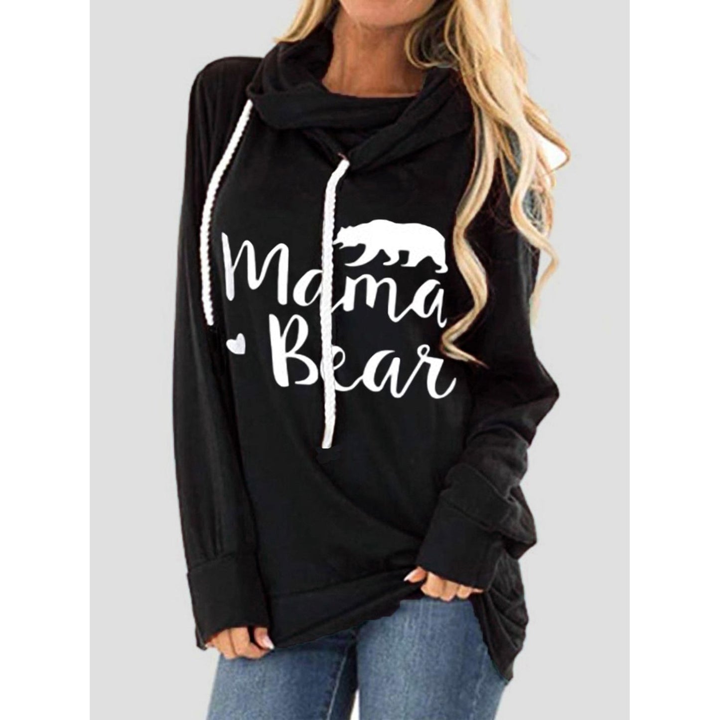 Drawstring Letter Graphic Long Sleeve Hoodie