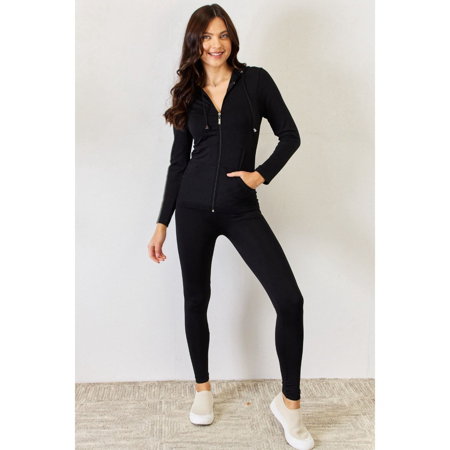 JULIA Zip Up Drawstring Hoodie and Leggings Set