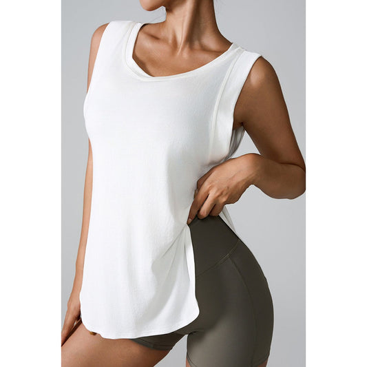 Slit Round Neck Active Tank