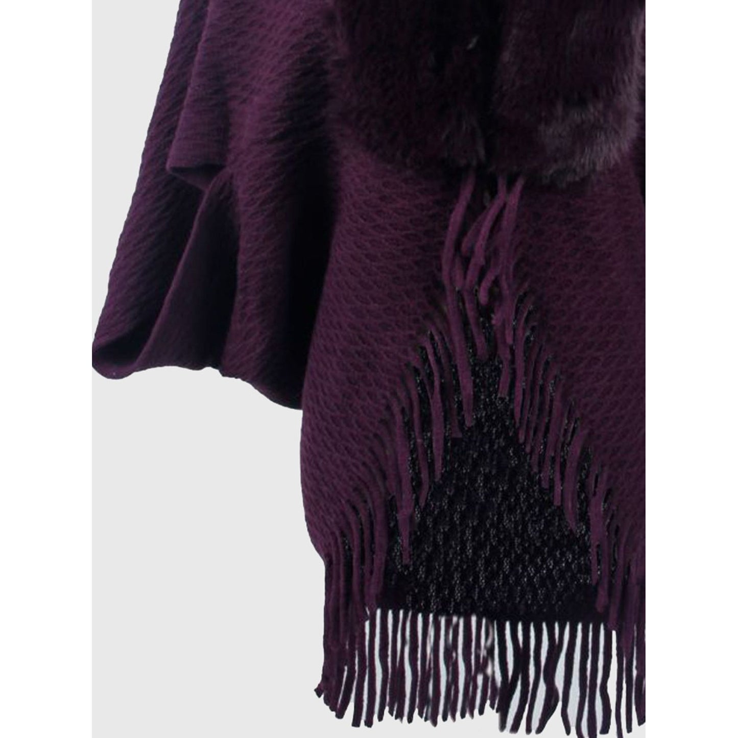 Open Front Fringe Hem Poncho