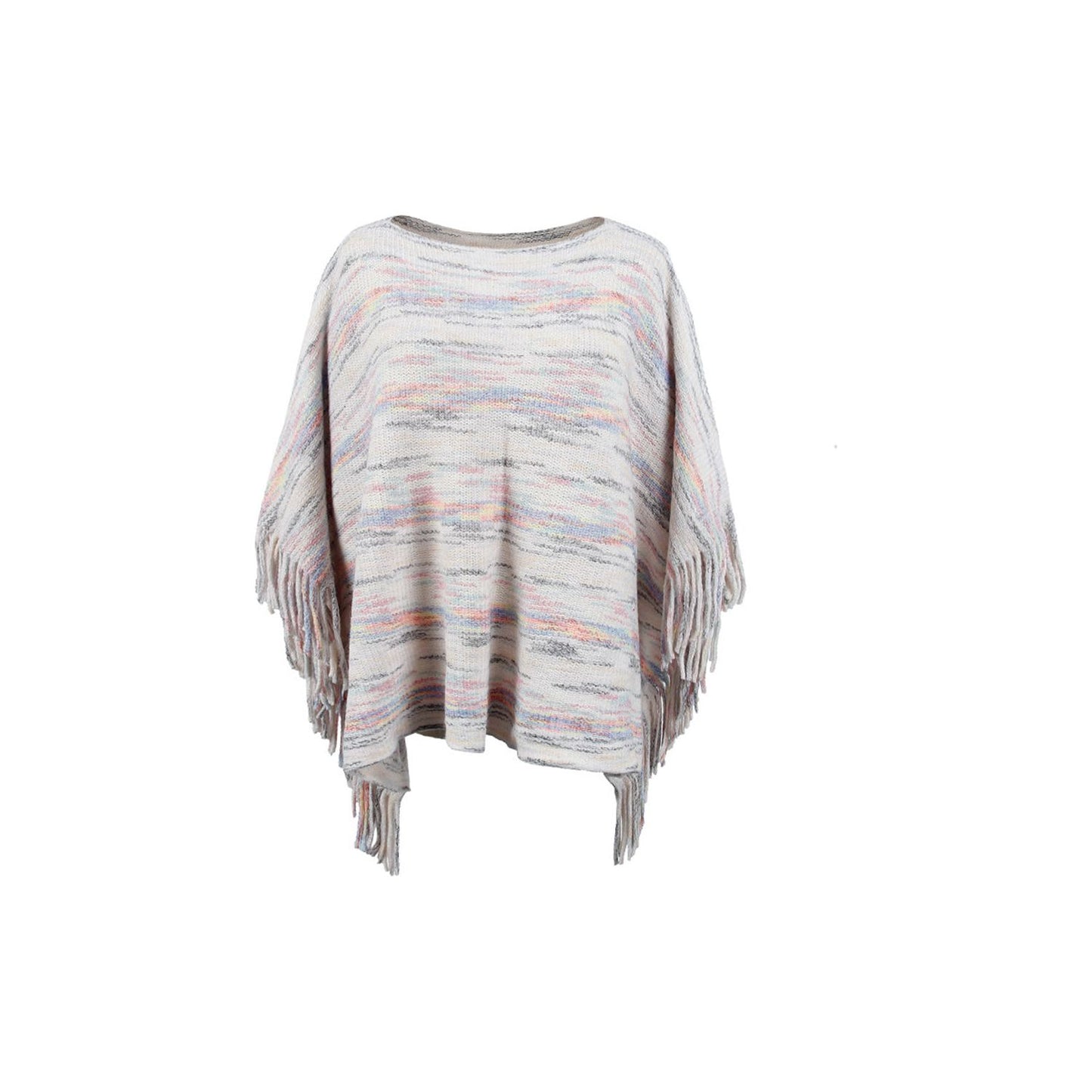 Round Neck Fringe Detail Sleeve Poncho