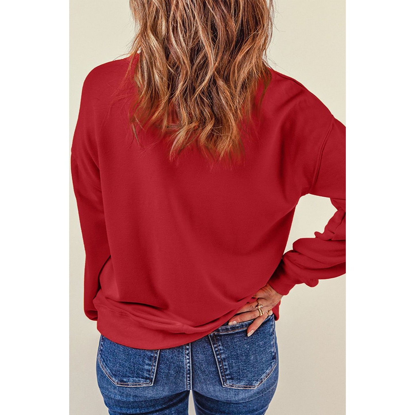 Sequin Santa Patch Round Neck Sweatshirt