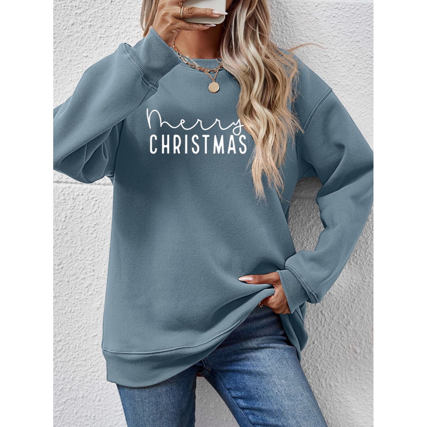 MERRY CHRISTMAS Dropped Shoulder Sweatshirt