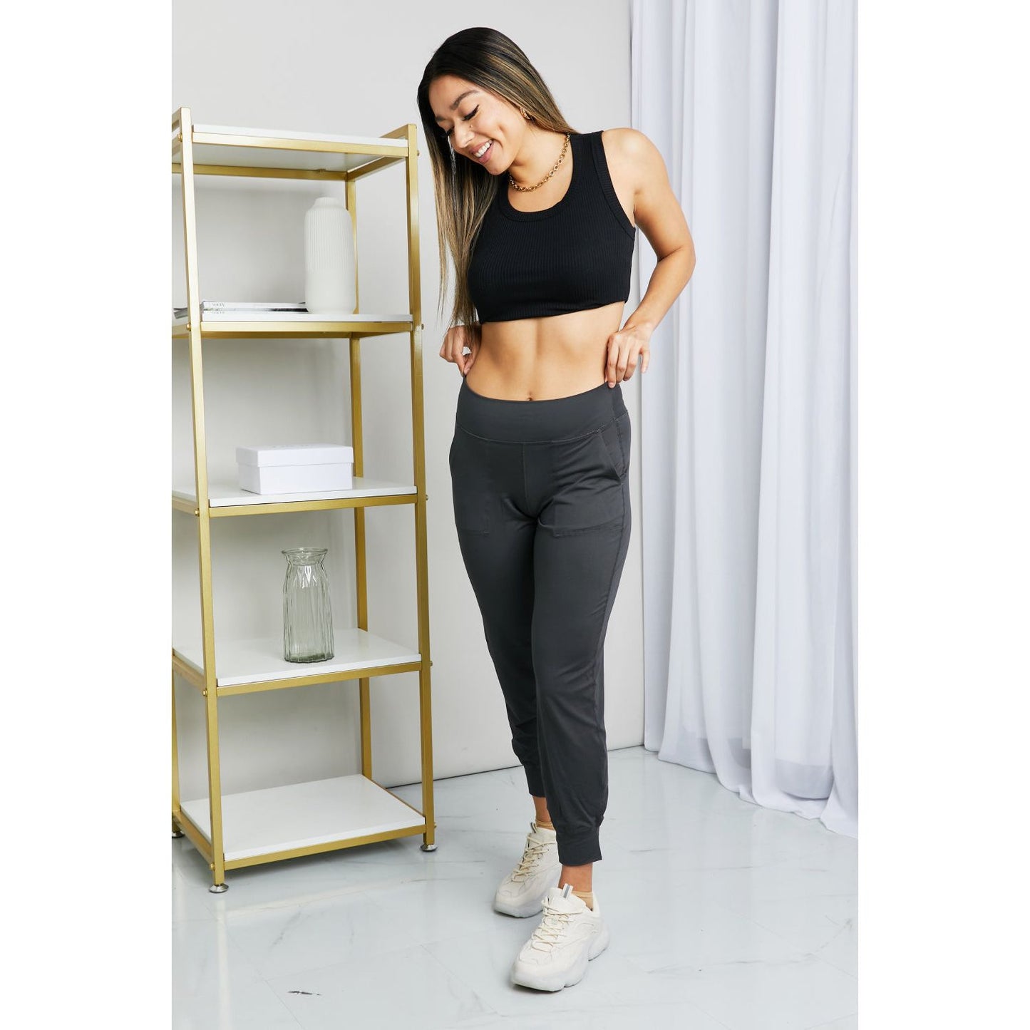 Leggings Depot Full Size Wide Waistband Cropped Joggers