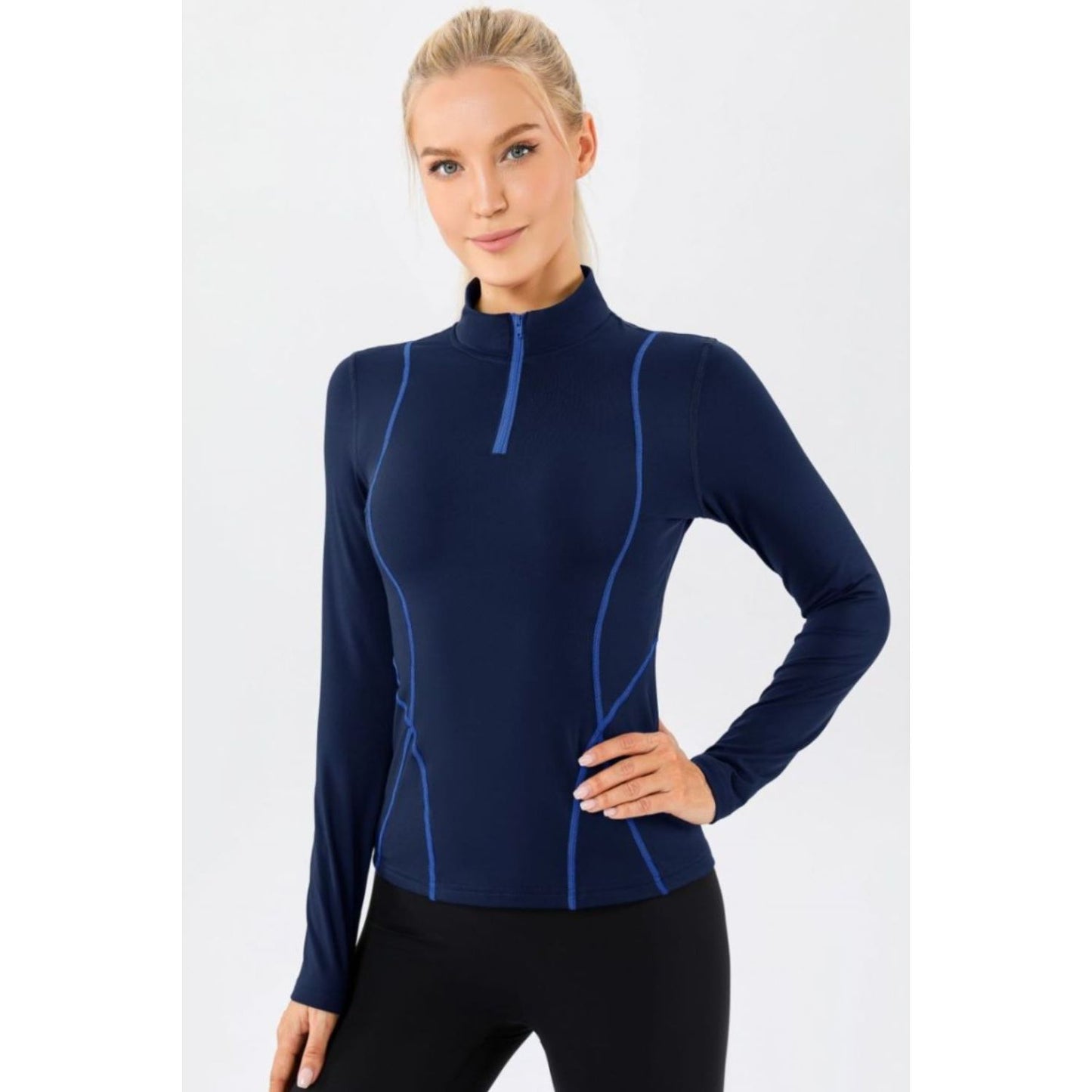 Mock Neck Quarter Zip Active T-Shirt