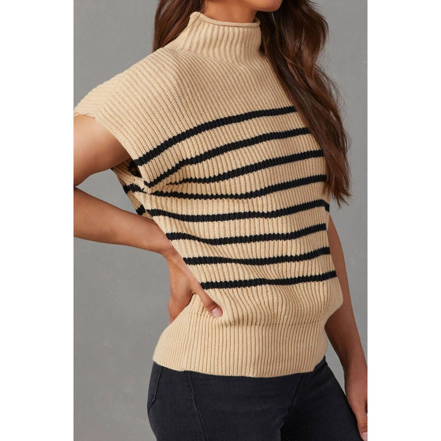 Striped Mock Neck Sweater Vest