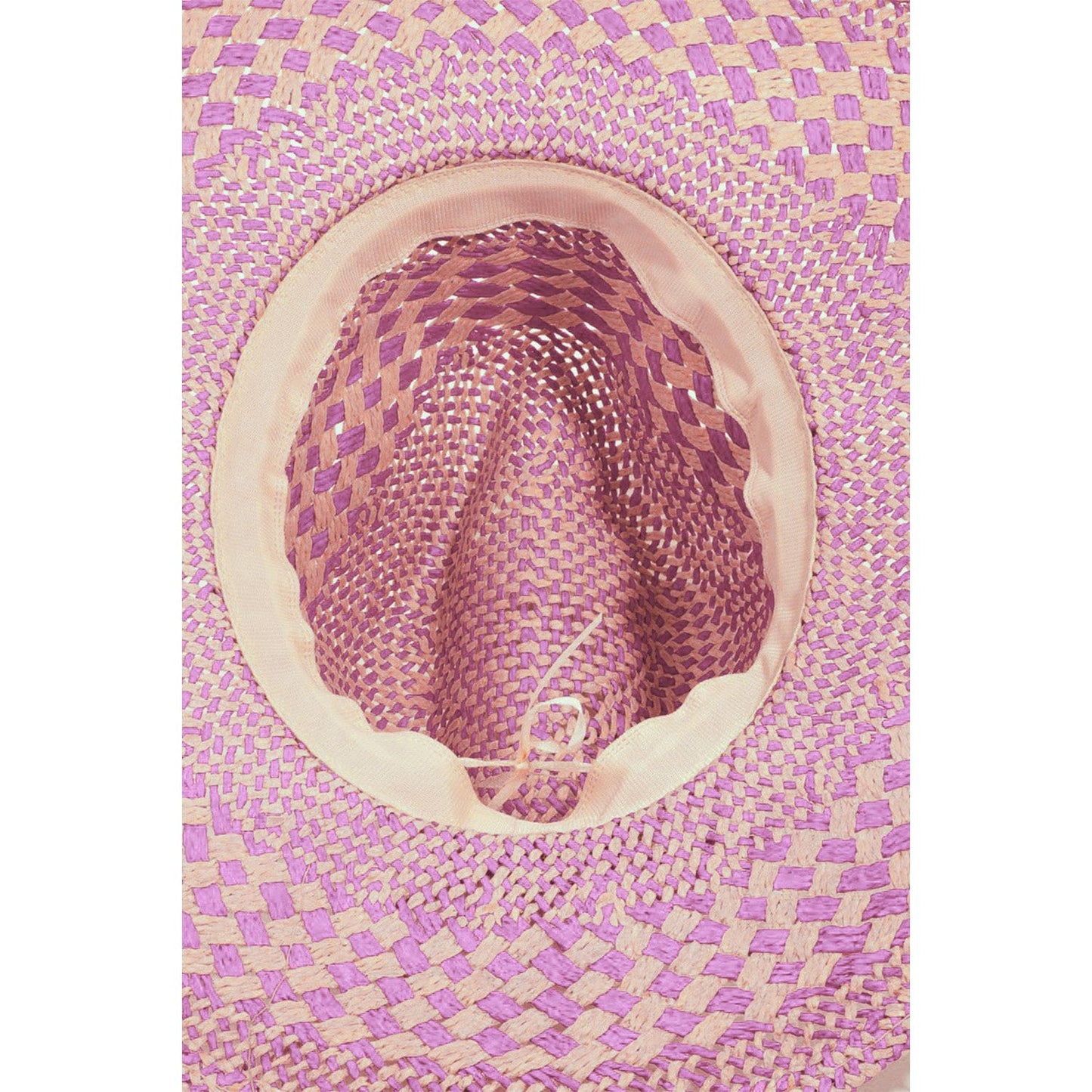 Fame Checkered Straw Weave Sun Hat