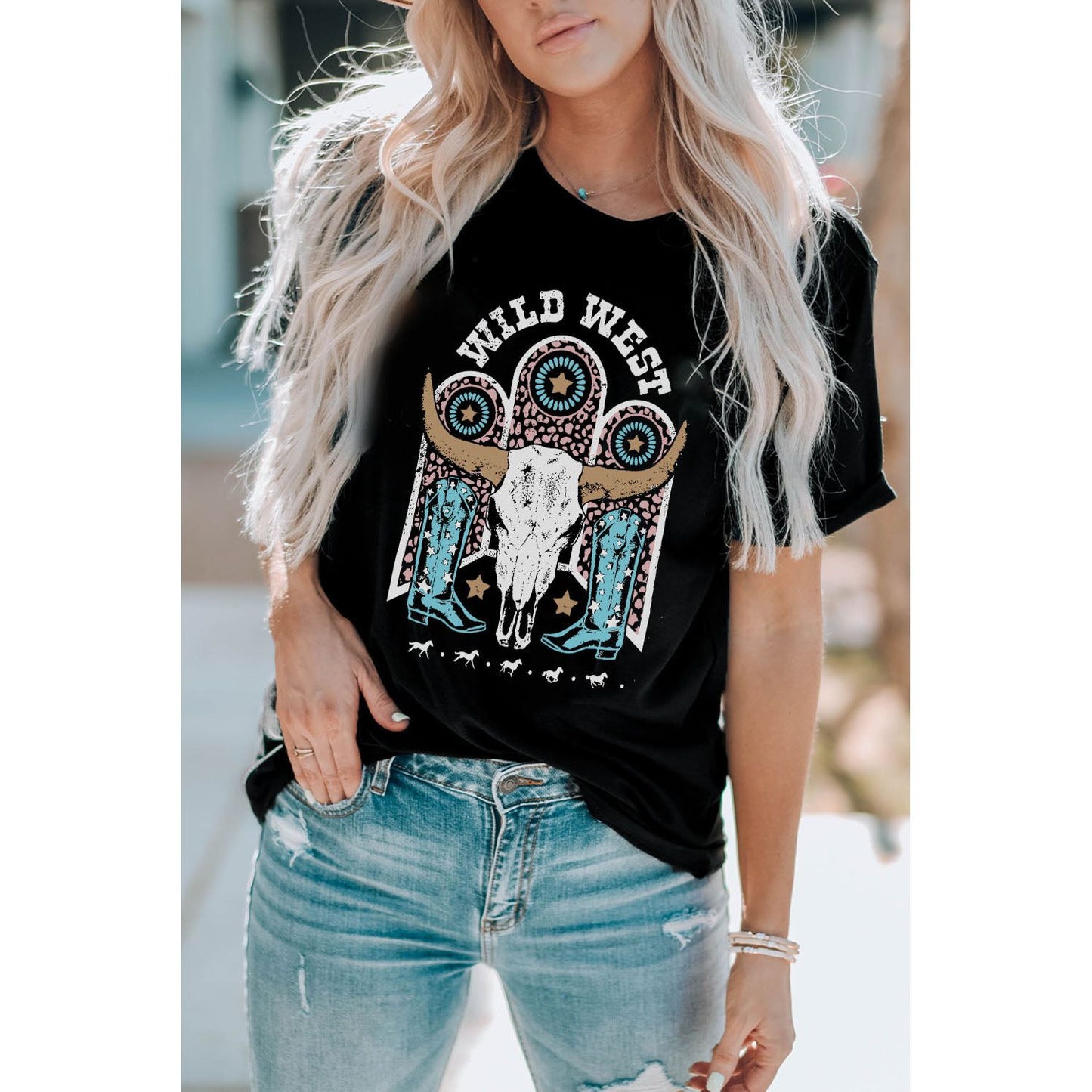 WILD WEST Graphic Short Sleeve Tee Shirt