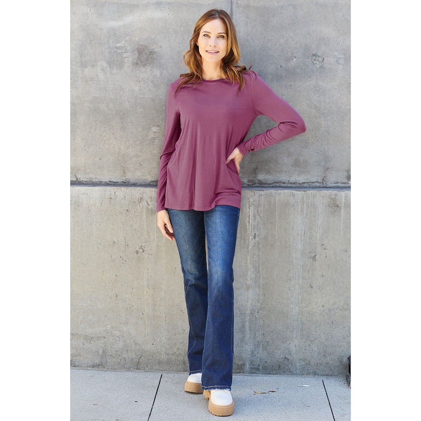 Basic Bae Full Size Round Neck Long Sleeve Top