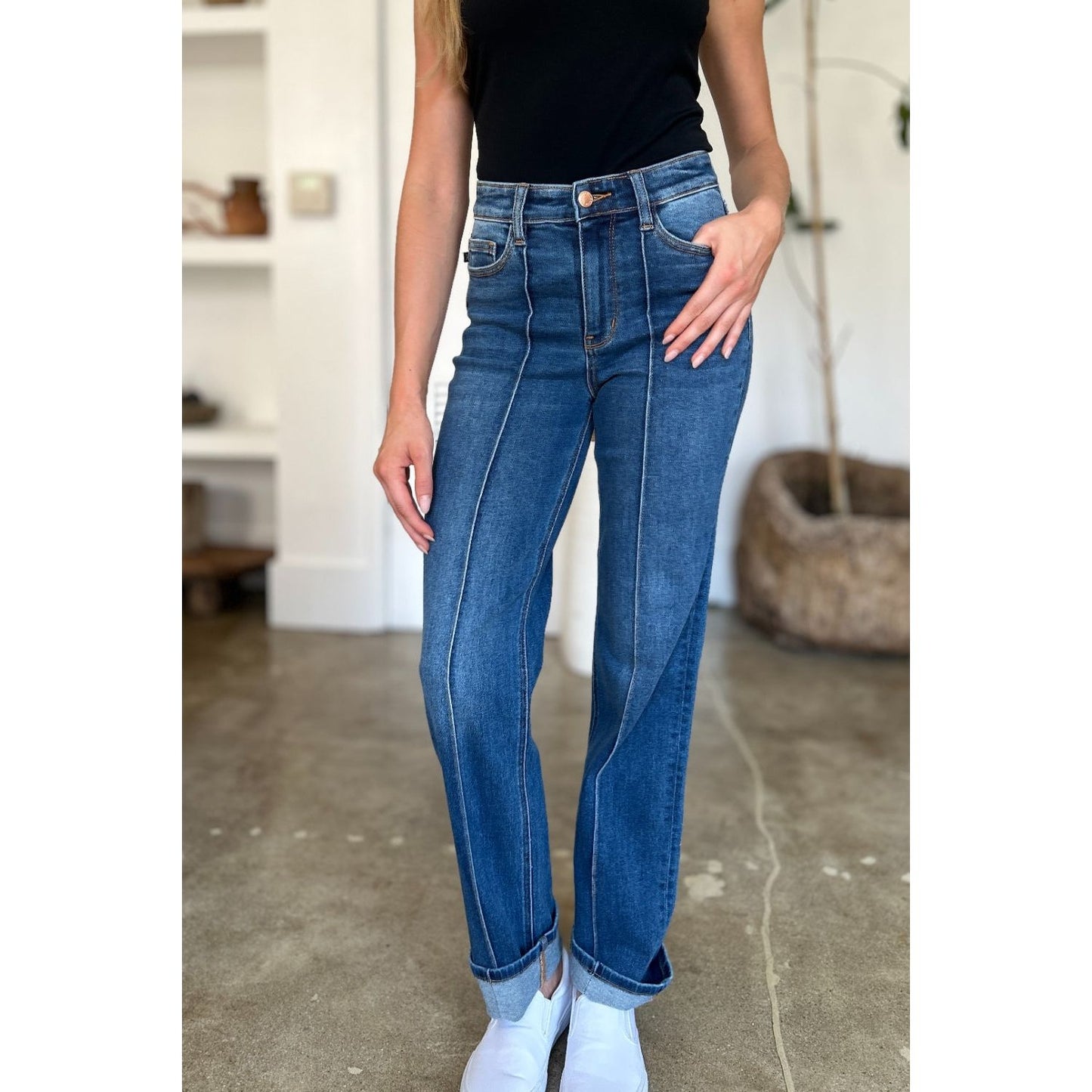 Judy Blue Full Size High Waist Front Seam Detail Straight Jeans