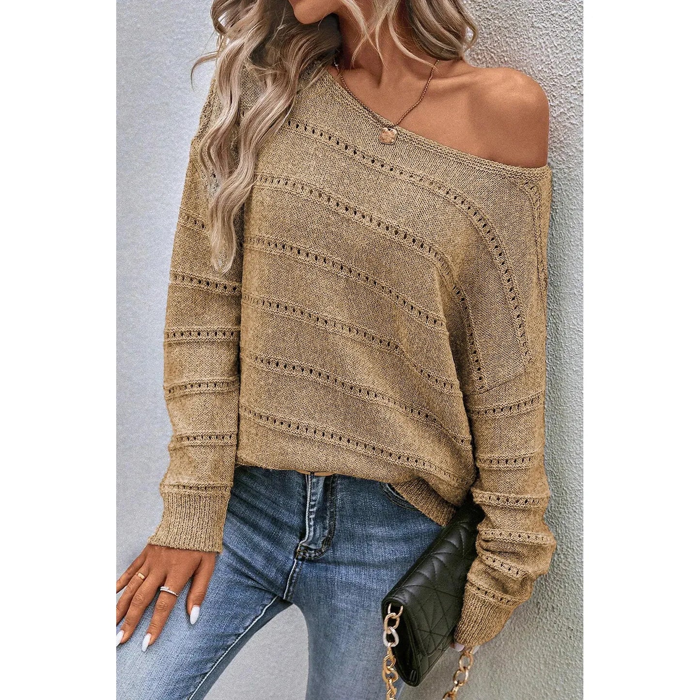 Boat Neck Dropped Shoulder Sweater