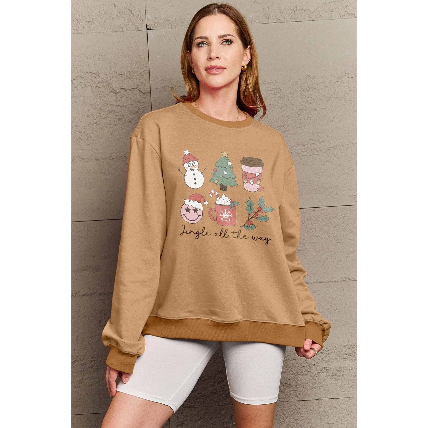 Simply Love Full Size JINGLE ALL THE WAY Long Sleeve Sweatshirt