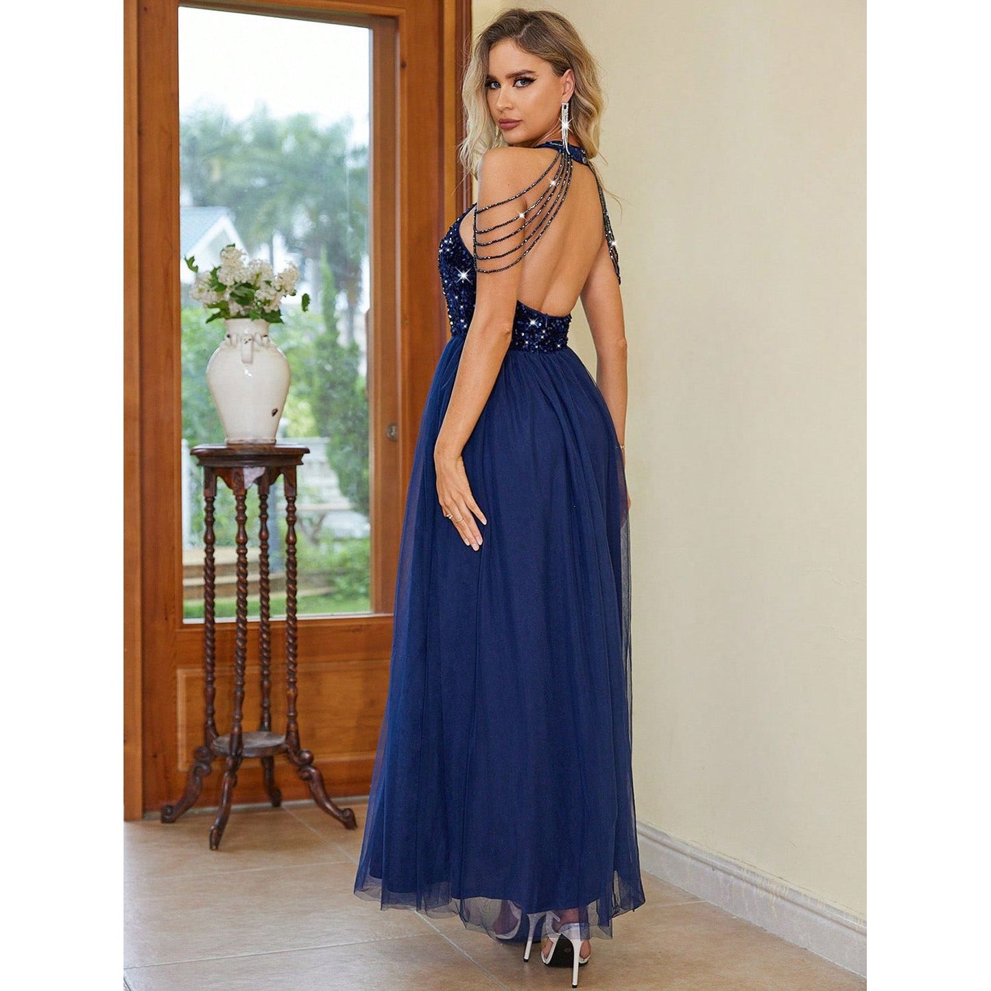 Backless Halter Neck Dress