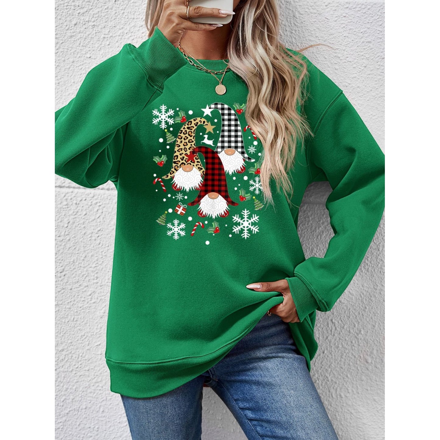 Faceless Gnomes Graphic Drop Shoulder Sweatshirt