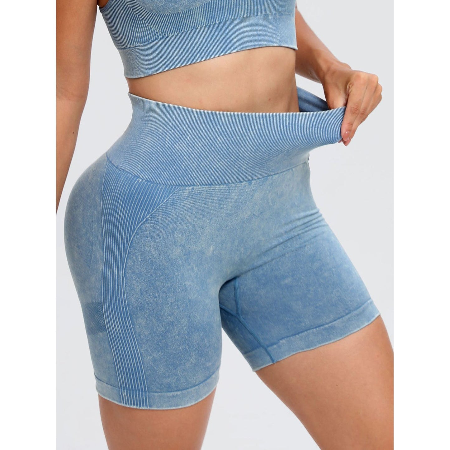 Washed High Waist Active Shorts