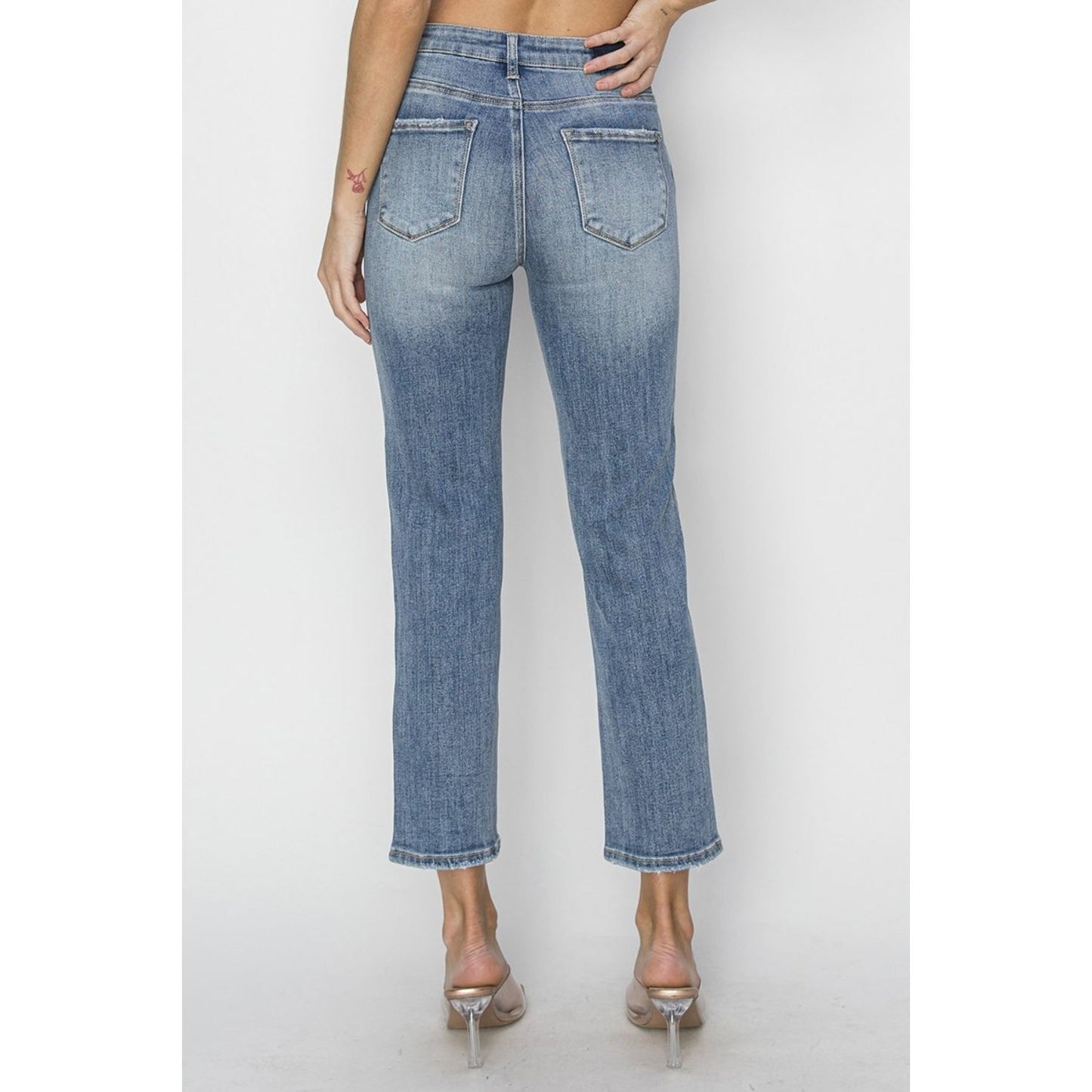 RISEN Full Size High Waist Distressed Cropped Jeans