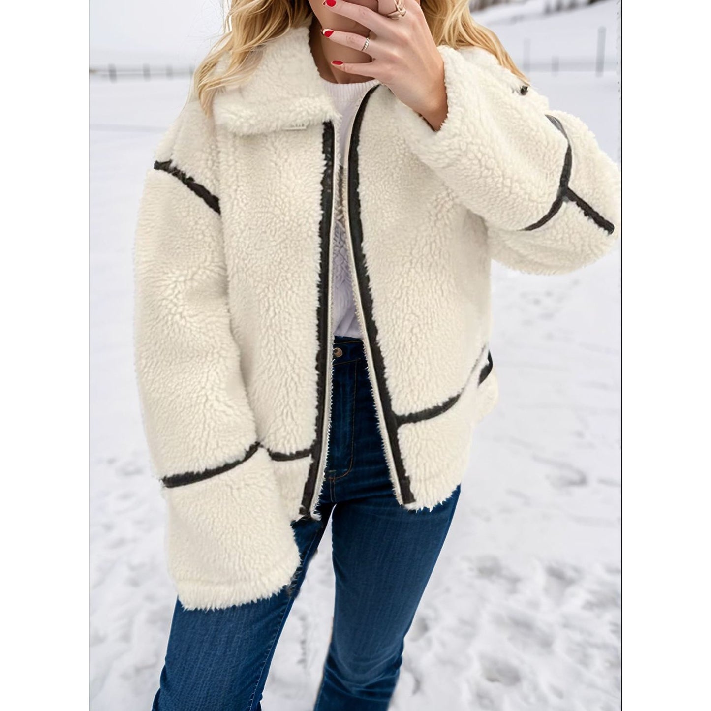 Zip Up Long Sleeve Sherpa Jacket