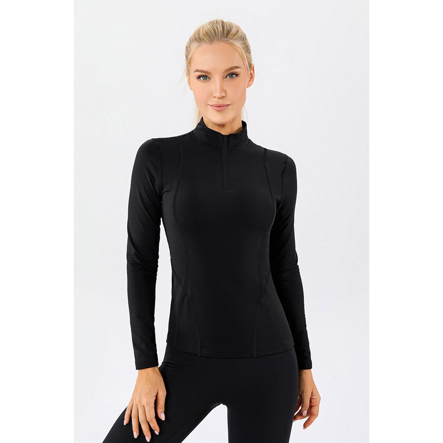 Mock Neck Quarter Zip Active T-Shirt