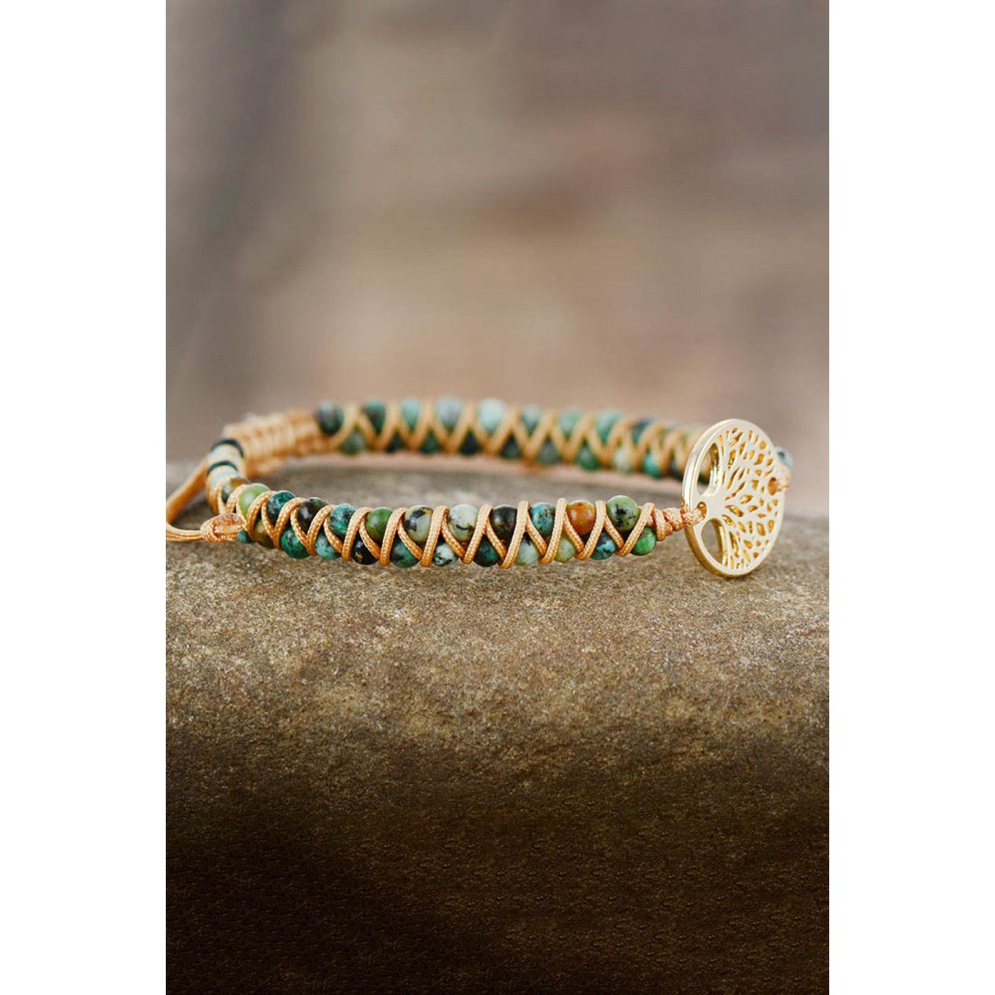 Handmade Tree Shape Beaded Copper Bracelet