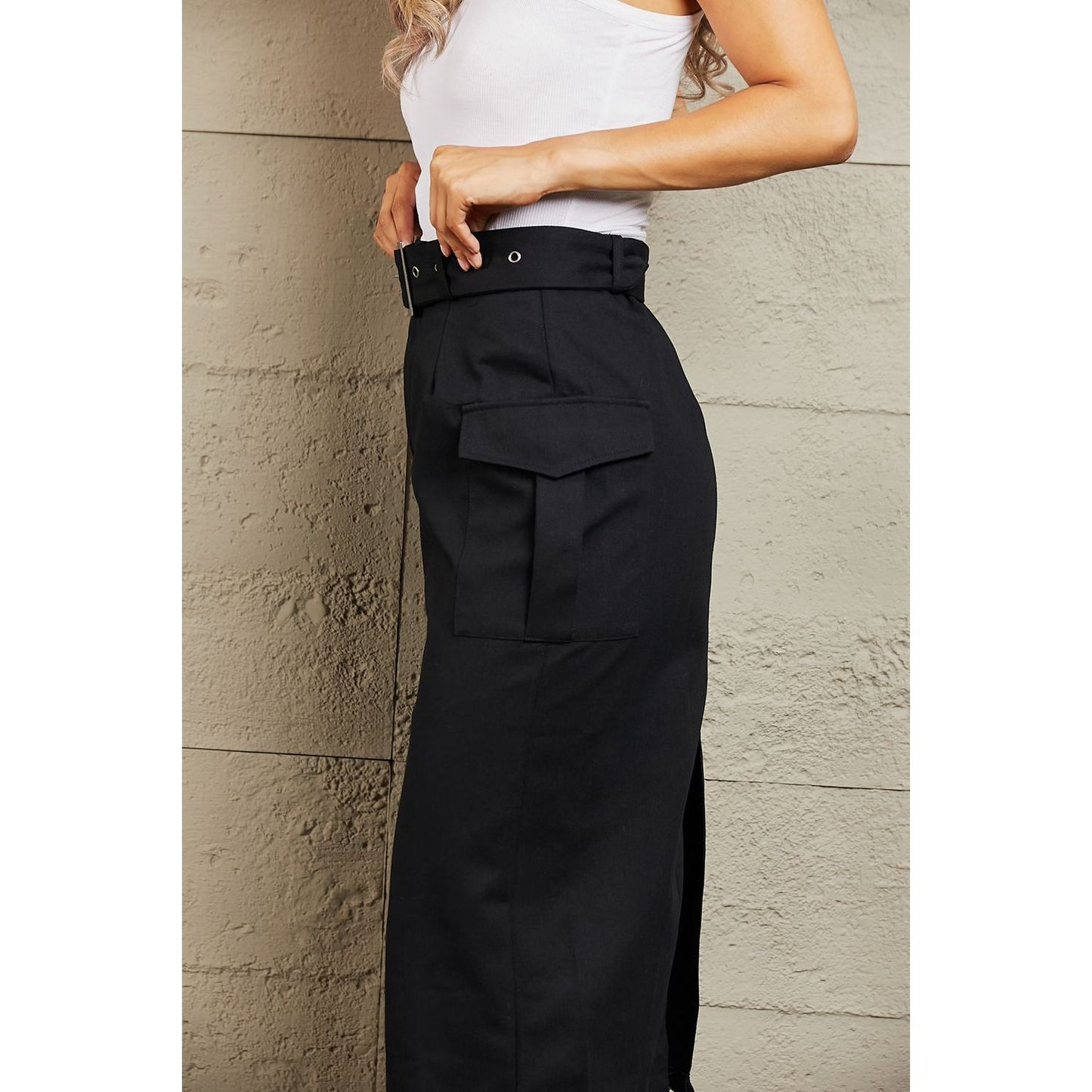 HYFVE Professional Poise Buckled Midi Skirt