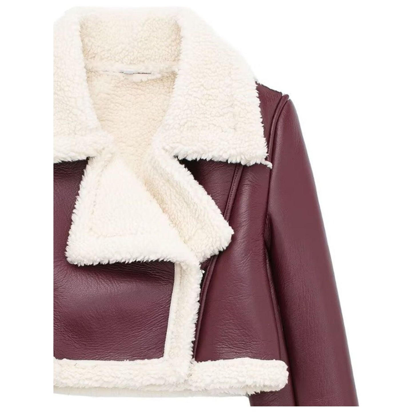 Collared Neck Long Sleeve Plush Cropped Jacket