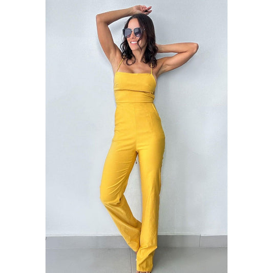 Doreli Group Backless Tied Spaghetti Strap Sleeveless Jumpsuit