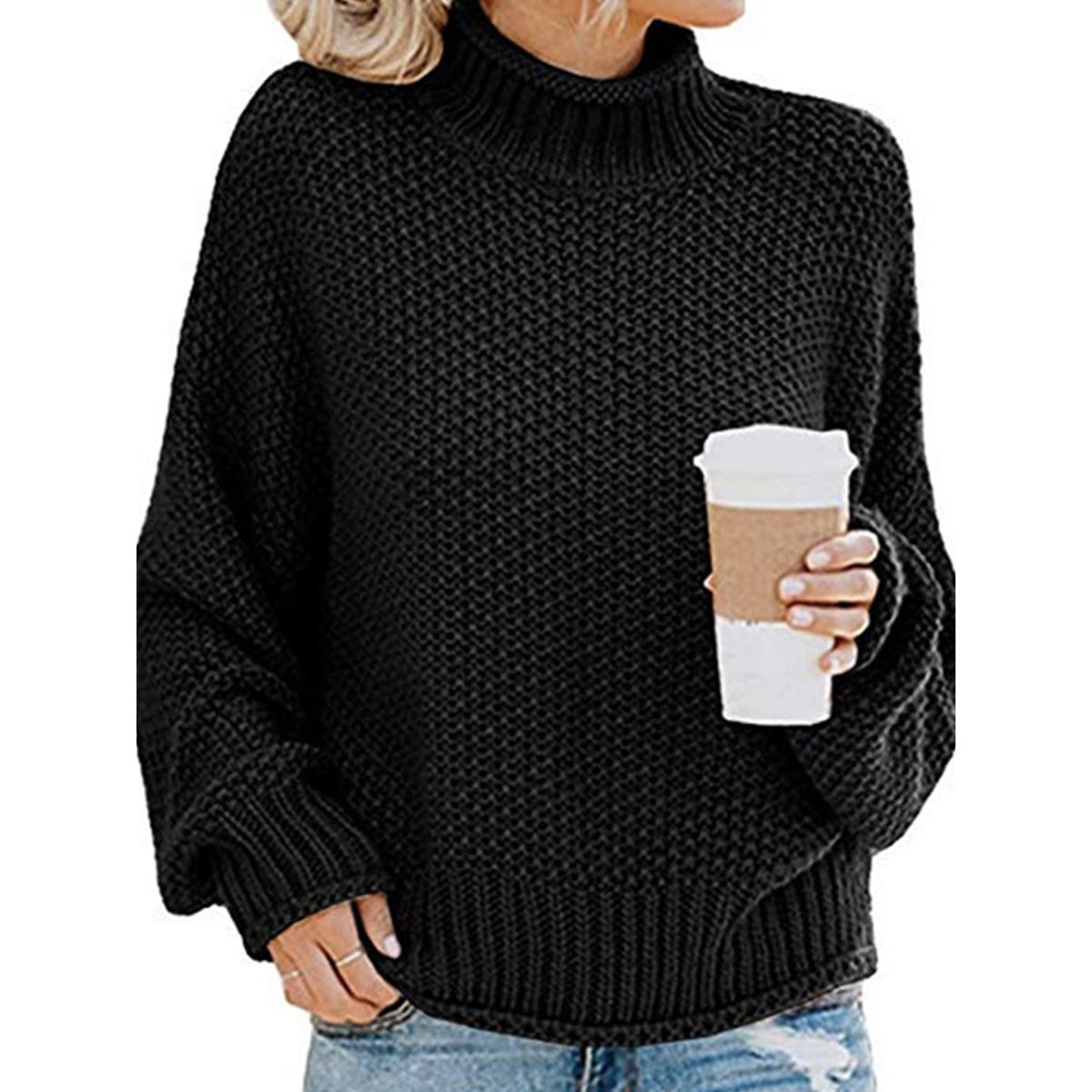 Turtleneck Dropped Shoulder Sweater