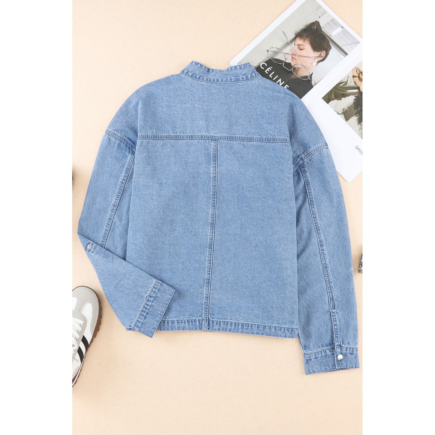 Snap Down Long Sleeve Denim Top