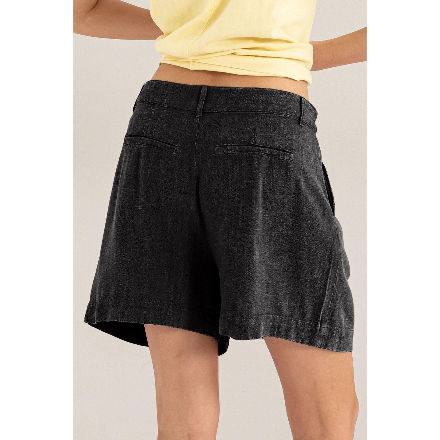 HYFVE High Waist Pleated Linen Shorts