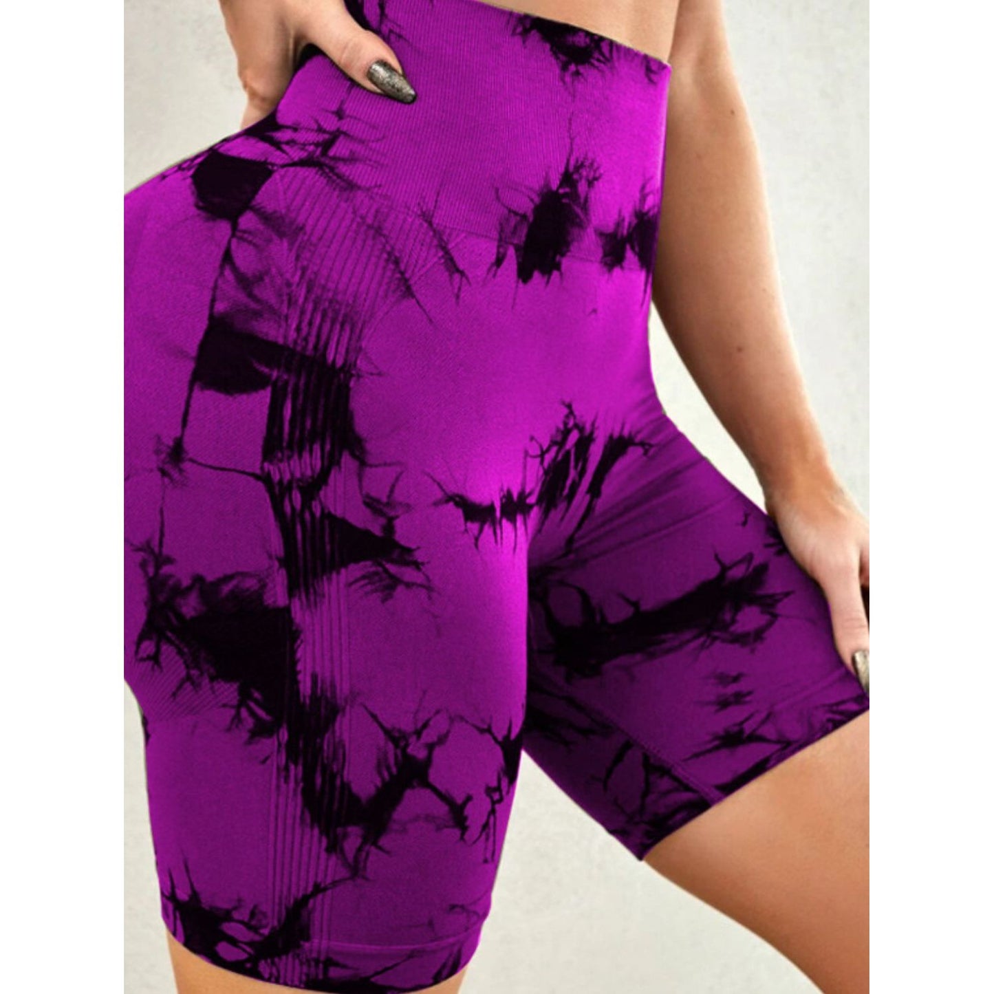 Tie-Dye High Waist Active Shorts